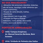 Campanha de doação para vítimas das enchentes no Estado de Alagoas