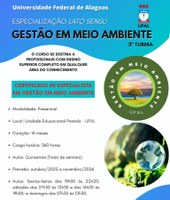 Estão abertas as inscrições para especialização em Meio Ambiente da Ufal,em Penedo.