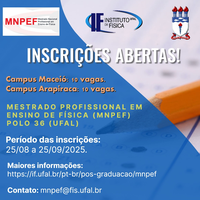 Estão abertas as inscrições para o Mestrado Nacional Profissional em Ensino de Física (MNPEF)